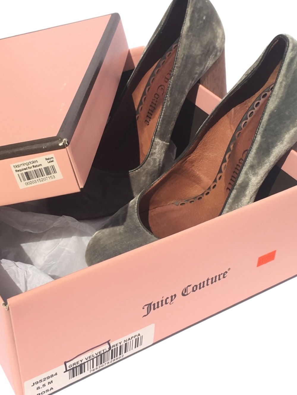 JUICY COUTURE Rosa Velvet Heels  + Box - Picture 2 of 16